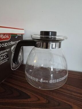 Melitta Glass Coffee Pot, Clear and Black, Pour Over,  cup, Coffee Carafe, 10